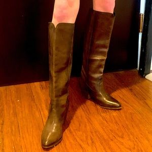 Frye Renee Seam Tall Leather Boots in Brown Slate